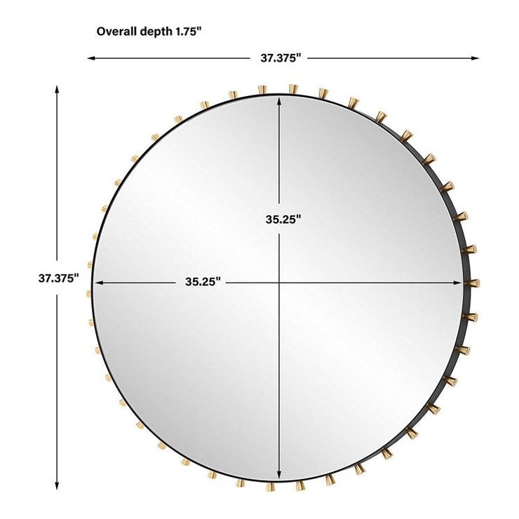 Uttermost Cosmopolitan Matte Black and Brass Round Mirror