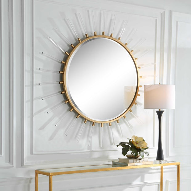 Uttermost Oracle Metallic Gold Leaf and Acrylic Round Mirror