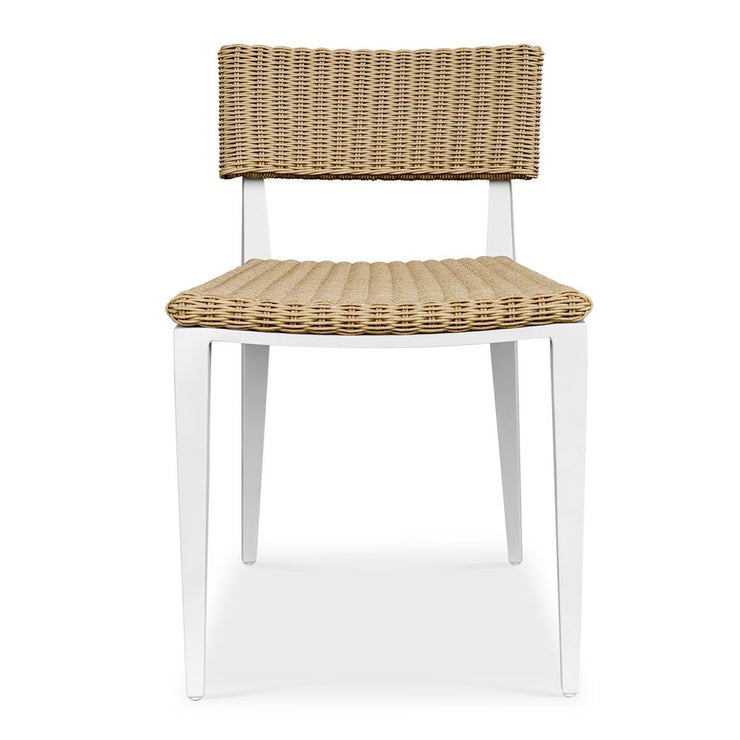 Uttermost Calbas Honey All Weather Wicker Outdoor Dining Chair With White Frame