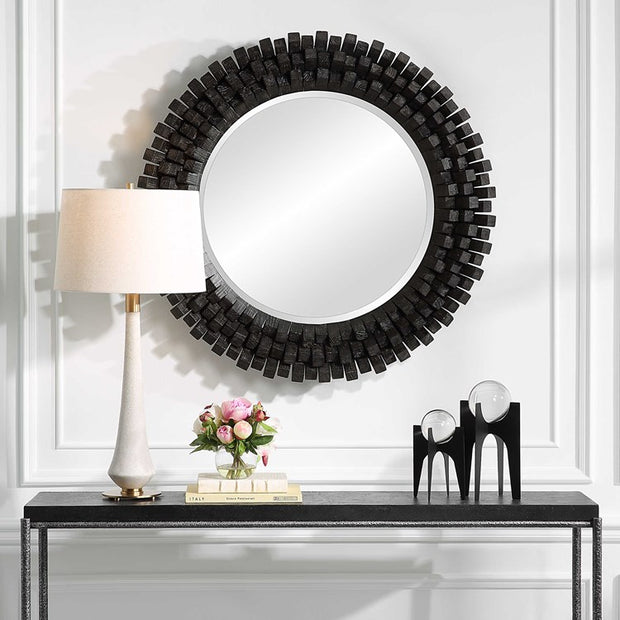 Uttermost Circle of Piers Black Wood Round Mirror