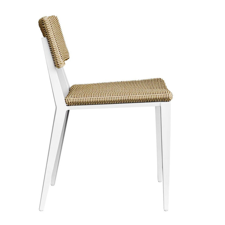 Uttermost Calbas Honey All Weather Wicker Outdoor Dining Chair With White Frame