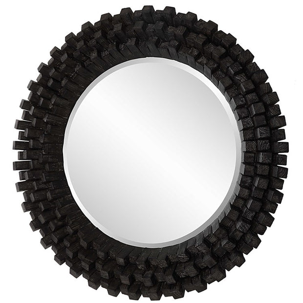 Uttermost Circle of Piers Black Wood Round Mirror