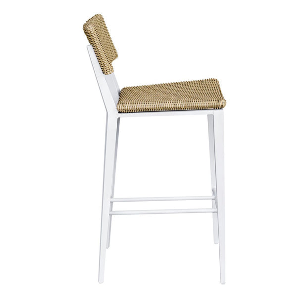 Uttermost Calbas Honey All Weather Wicker Outdoor Bar Stool With White Frame