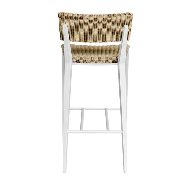 Uttermost Calbas Honey All Weather Wicker Outdoor Bar Stool With White Frame
