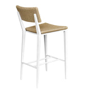 Uttermost Calbas Honey All Weather Wicker Outdoor Bar Stool With White Frame