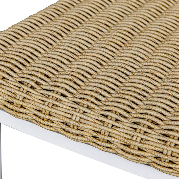 Uttermost Calbas Honey All Weather Wicker Outdoor Bar Stool With White Frame