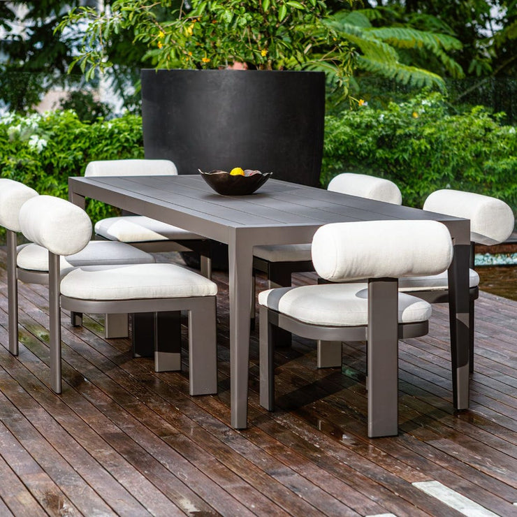 Uttermost Bolster Back Oyster White Upholstered Outdoor Dining Chair