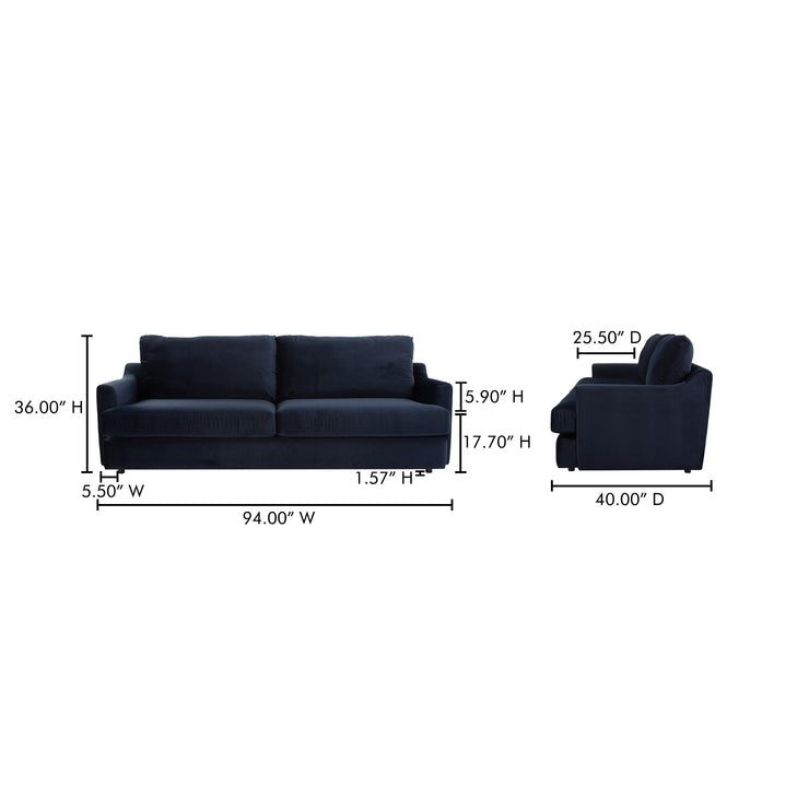 Moe's Home Collection Alvin Nightfall Blue Sofa