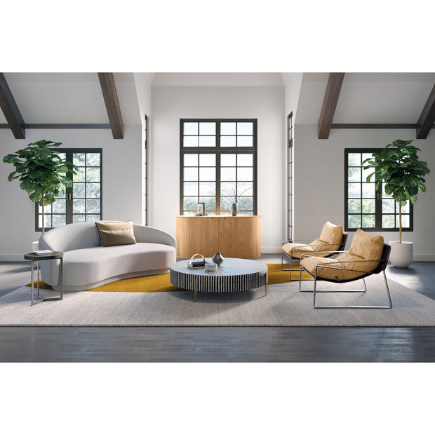 Moe's Home Collection Excelsior Cream Boucle Curved Sofa