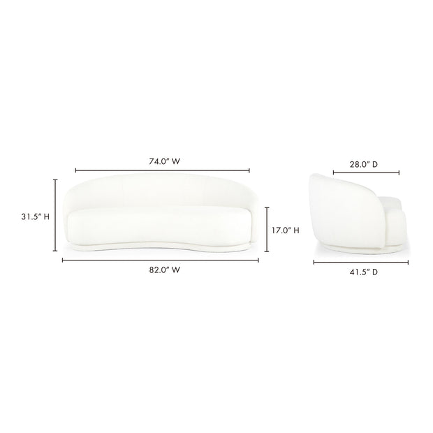 Moe's Home Collection Excelsior Cream Boucle Curved Sofa