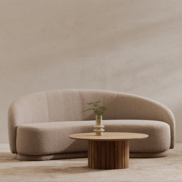 Moe's Home Collection Excelsior Shiitake Beige Boucle Curved Sofa