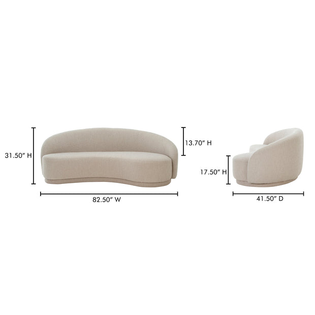 Moe's Home Collection Excelsior Shiitake Beige Boucle Curved Sofa