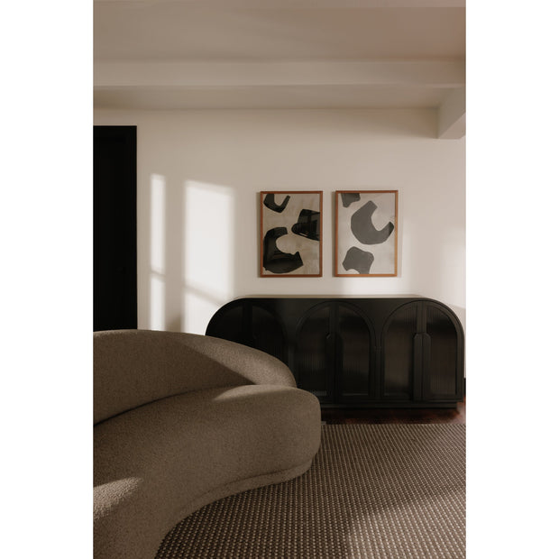 Moe's Home Collection Excelsior Warm Taupe Boucle Curved Sofa