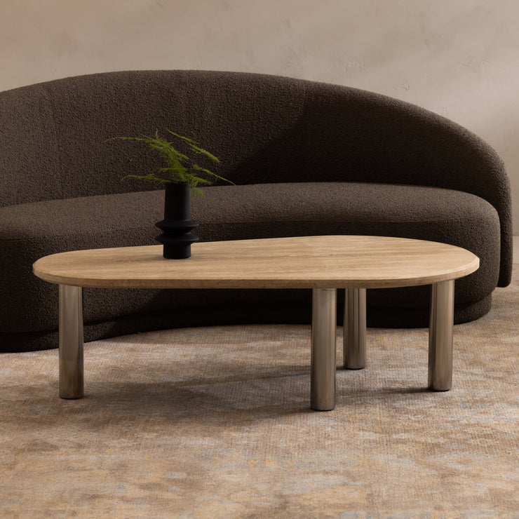 Moe's Home Collection Excelsior Warm Taupe Boucle Curved Sofa