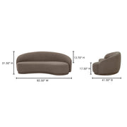 Moe's Home Collection Excelsior Warm Taupe Boucle Curved Sofa