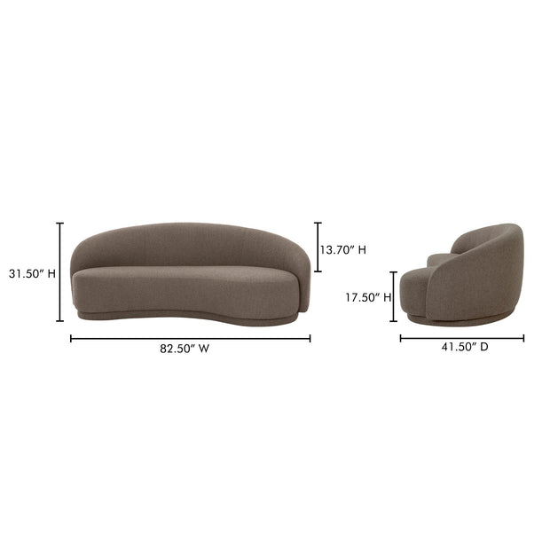 Moe's Home Collection Excelsior Warm Taupe Boucle Curved Sofa