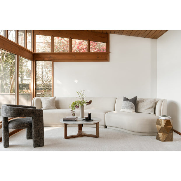 Moe's Home Collection Yoon White 2 Seat Sofa Left-Facing