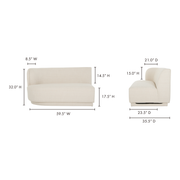 Moe's Home Collection Yoon White 2 Seat Sofa Left-Facing