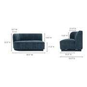 Moe's Home Collection Yoon Blue 2 Seat Sofa Left