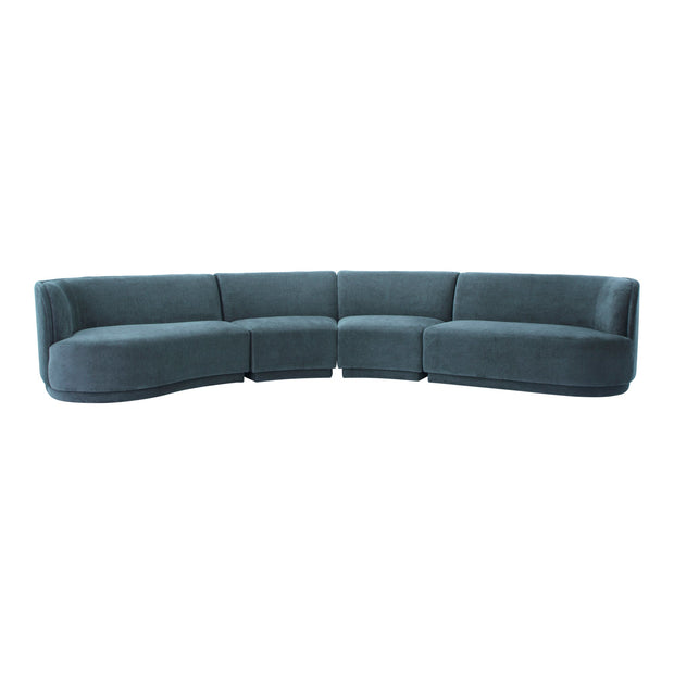 Moe's Home Collection Yoon Eclipse Nightshade Blue Modular Sectional Chaise Left-Facing