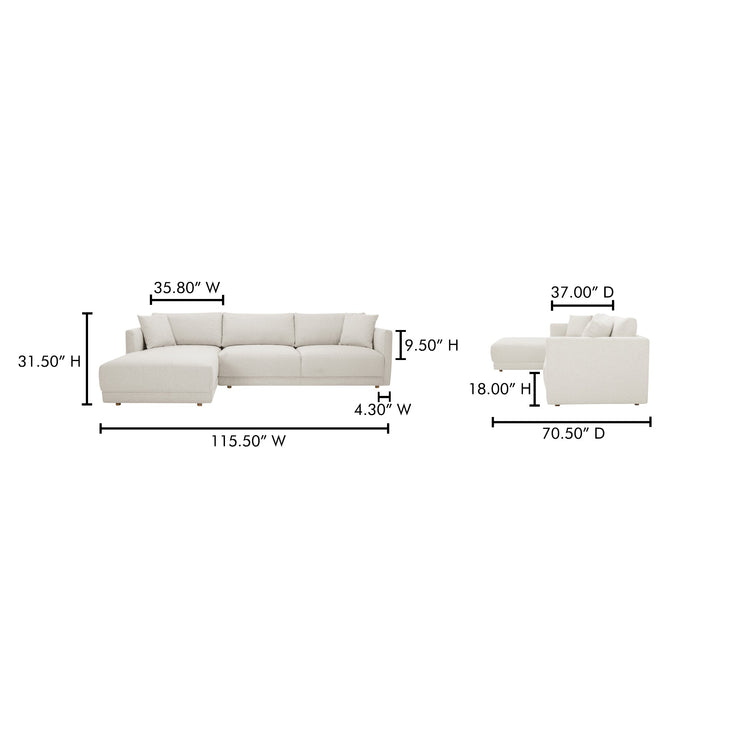 Moe's Home Collection Bryn Oyster Sectional ~ Left Facing Chaise