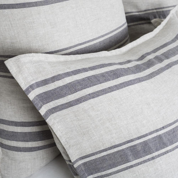 Pom Pom at Home Jackson Flax & Midnight Striped Linen Duvet Cover and Pillow Shams ~ Available in Queen and King Sizes