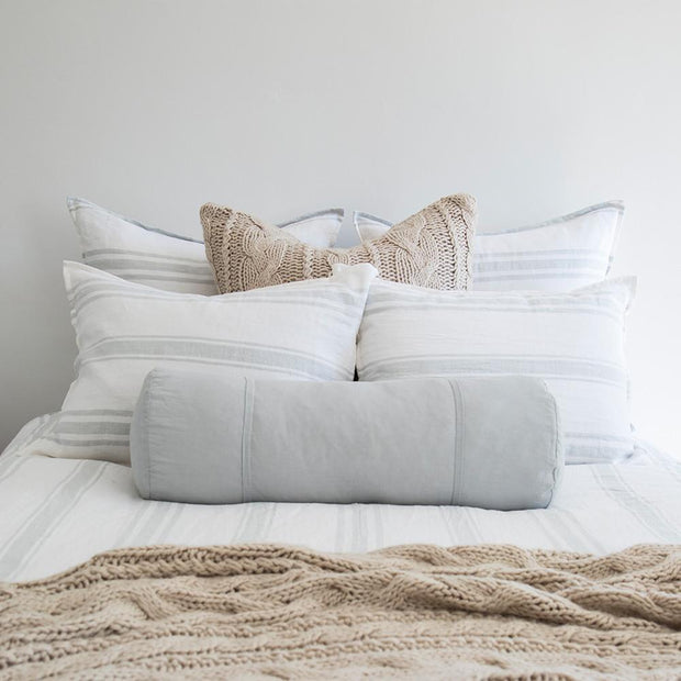 Pom Pom at Home Jackson White & Ocean Striped Linen Duvet Cover and Pillow Shams ~ Available in Queen and King Sizes