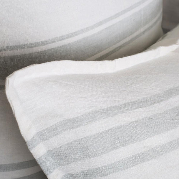 Pom Pom at Home Jackson White & Ocean Striped Linen Duvet Cover and Pillow Shams ~ Available in Queen and King Sizes