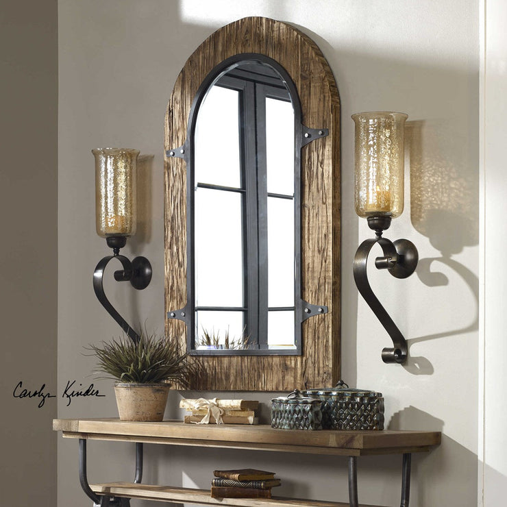 Uttermost Joselyn Antique Bronze with Amber Glass Candle Sconce