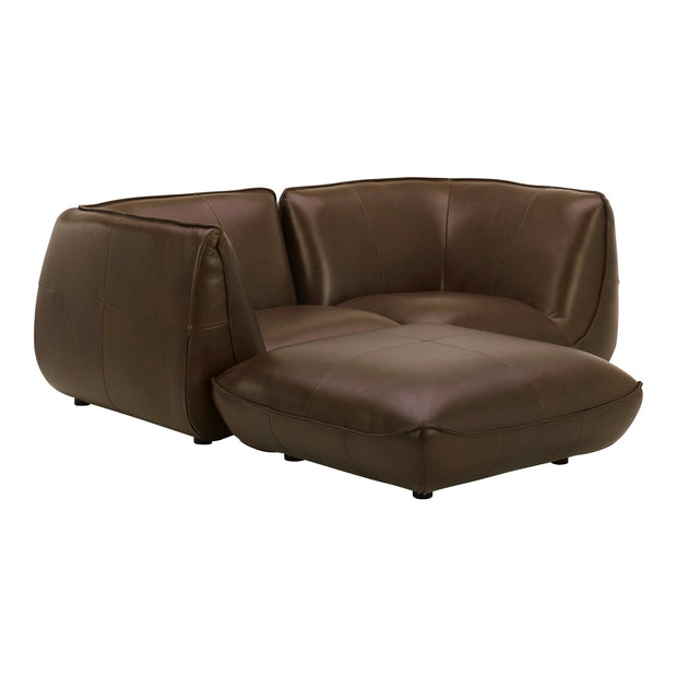 Moe's Home Collection Zeppelin Nook Toasted Hickory Modular Leather Sectional