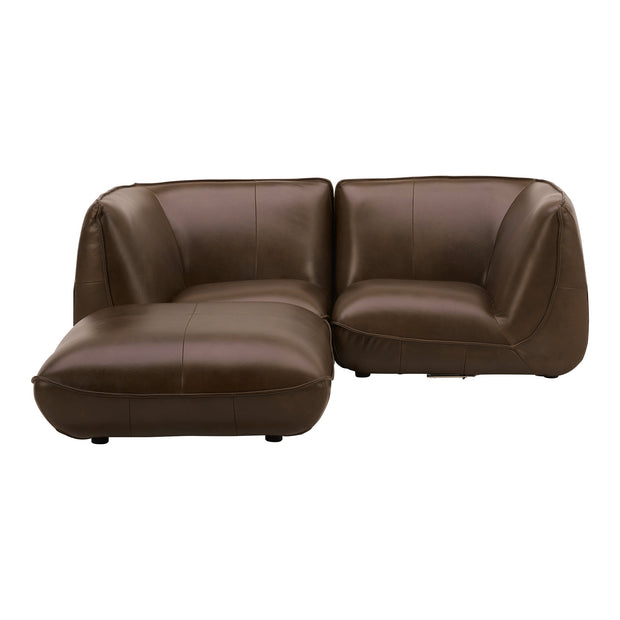 Moe's Home Collection Zeppelin Nook Toasted Hickory Modular Leather Sectional