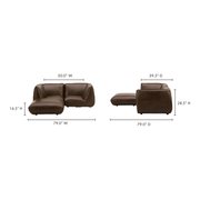Moe's Home Collection Zeppelin Nook Toasted Hickory Modular Leather Sectional