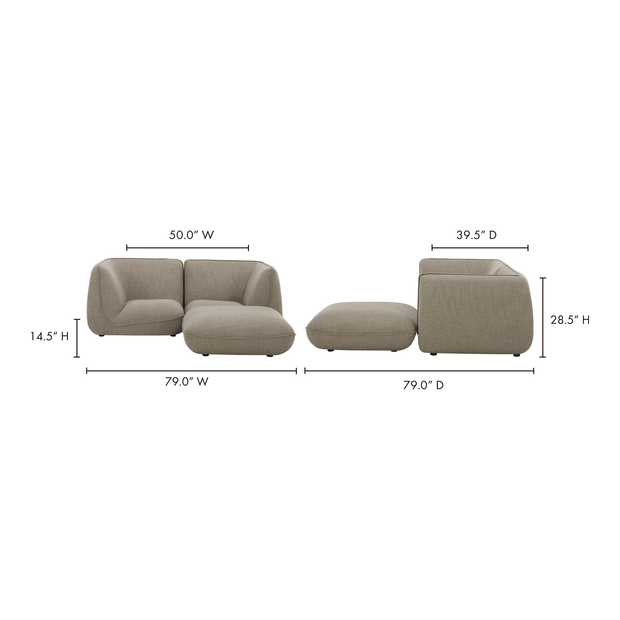 Moe's Home Collection Zeppelin Nook Speckled Pumice Modular Sectional