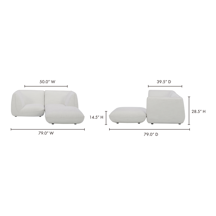 Moe's Home Collection Zeppelin Nook Salt Stone White Modular Sectional