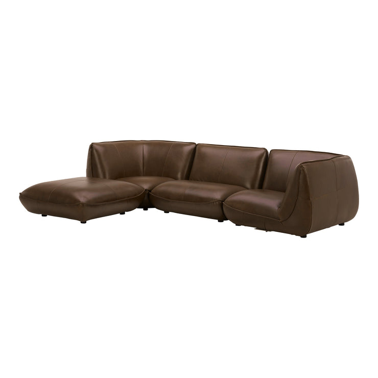 Moe's Home Collection Zeppelin Toasted Hickory Lounge Modular Leather Sectional