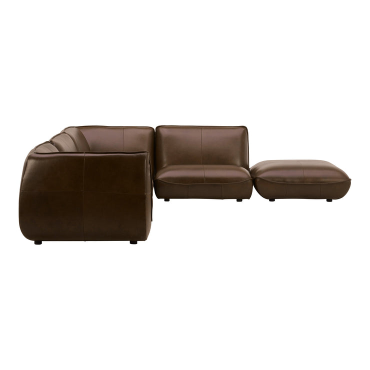 Moe's Home Collection Zeppelin Toasted Hickory Lounge Modular Leather Sectional