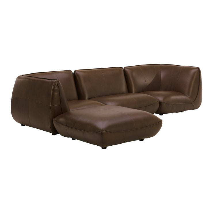 Moe's Home Collection Zeppelin Toasted Hickory Lounge Modular Leather Sectional