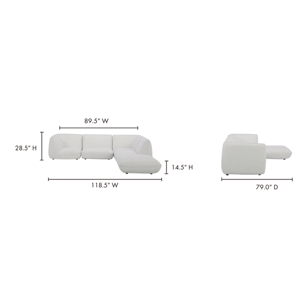 Moe's Home Collection Zeppelin Lounge Salt Stone White Modular