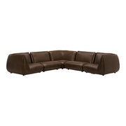 Moe's Home Collection Zeppelin Toasted Hickory Classic L-Shaped Modular Leather Sectional