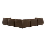 Moe's Home Collection Zeppelin Toasted Hickory Classic L-Shaped Modular Leather Sectional