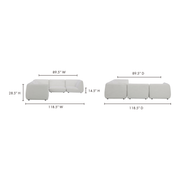 Moe's Home Collection Zeppelin Salt Stone White Classic L-Shaped Modular Sectional