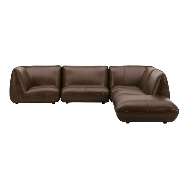 Moe's Home Collection Zeppelin Toasted Hickory Dream Modular Leather Sectional