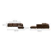 Moe's Home Collection Zeppelin Toasted Hickory Dream Modular Leather Sectional