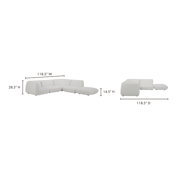 Moe's Home Collection Zeppelin  Salt Stone White Dream Modular Sectional