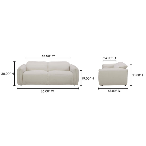 Moe's Home Collection Eli Warm White Power Recliner Sofa