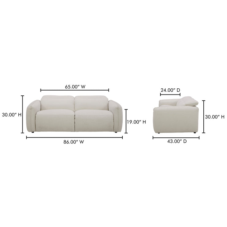 Moe's Home Collection Eli Warm White Power Recliner Sofa