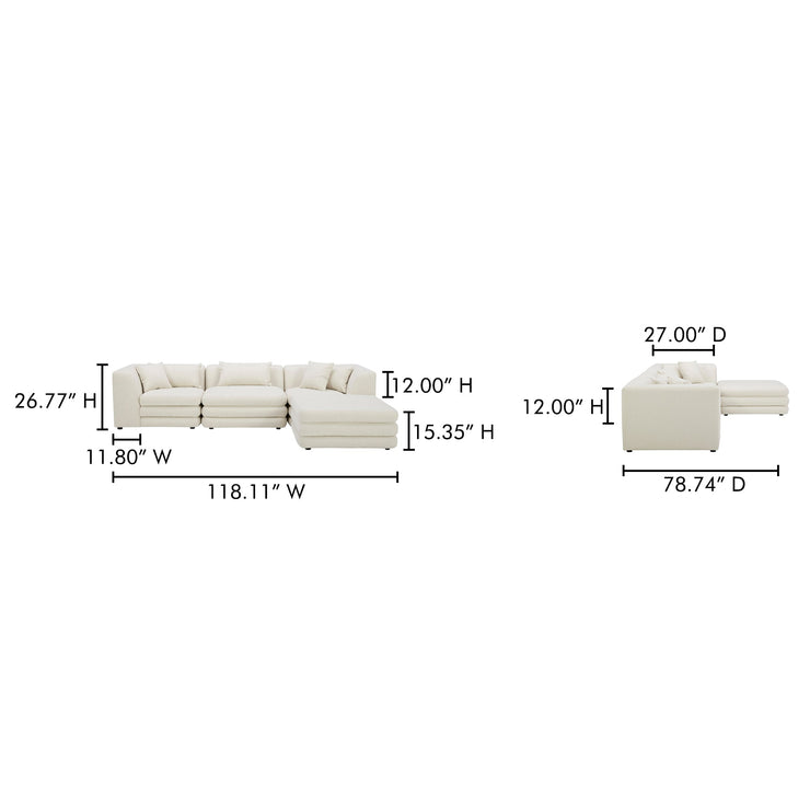 Moe's Home Collection Lowtide Lounge Warm White Modular Sectional