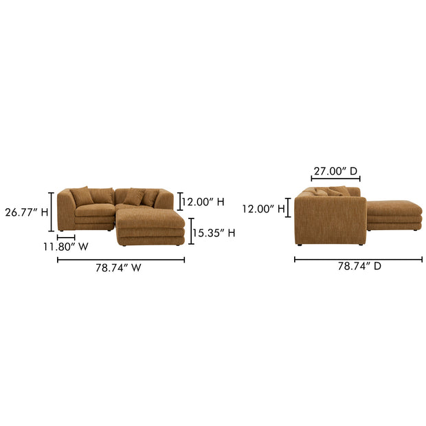 Moe's Home Collection Lowtide Nook Modular Amber Glow Sectional