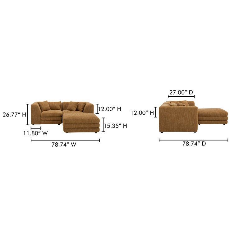 Moe's Home Collection Lowtide Nook Modular Amber Glow Sectional