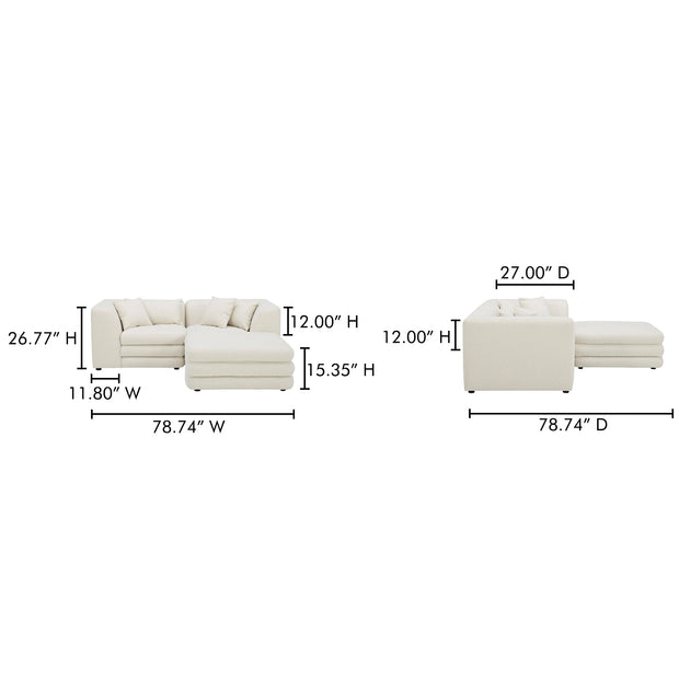 Moe's Home Collection Lowtide Nook Modular Warm White Sectional
